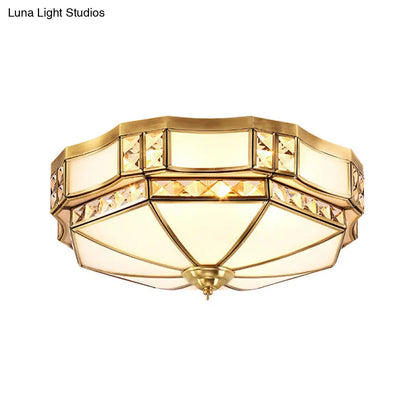 DecorBites™ DecorBites™ Traditional Opal Glass Bowl Ceiling Flush Mount with Gold Finish - Ideal for Bedroom Lighting