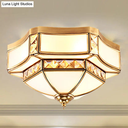 DecorBites™ DecorBites™ Traditional Opal Glass Bowl Ceiling Flush Mount with Gold Finish - Ideal for Bedroom Lighting