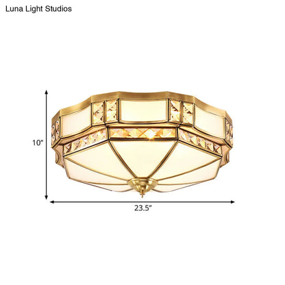 DecorBites™ DecorBites™ Traditional Opal Glass Bowl Ceiling Flush Mount with Gold Finish - Ideal for Bedroom Lighting
