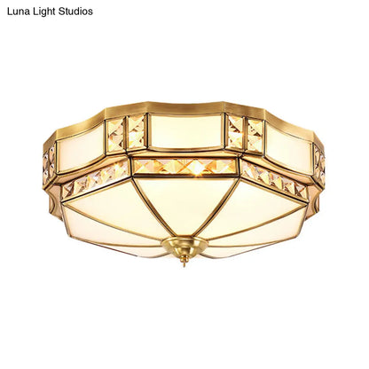 DecorBites™ DecorBites™ Traditional Opal Glass Bowl Ceiling Flush Mount with Gold Finish - Ideal for Bedroom Lighting