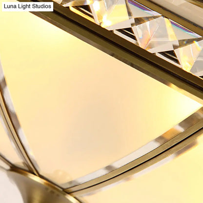 DecorBites™ DecorBites™ Traditional Opal Glass Bowl Ceiling Flush Mount with Gold Finish - Ideal for Bedroom Lighting