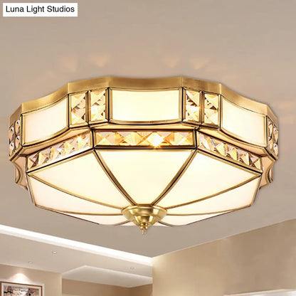 DecorBites™ DecorBites™ Traditional Opal Glass Bowl Ceiling Flush Mount with Gold Finish - Ideal for Bedroom Lighting