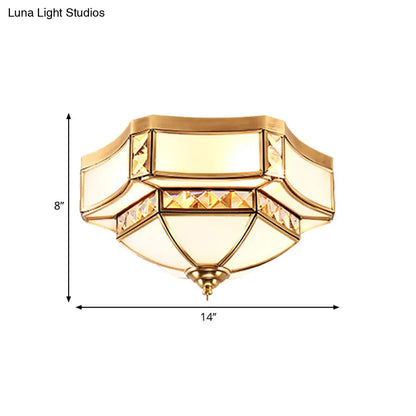 DecorBites™ DecorBites™ Traditional Opal Glass Bowl Ceiling Flush Mount with Gold Finish - Ideal for Bedroom Lighting