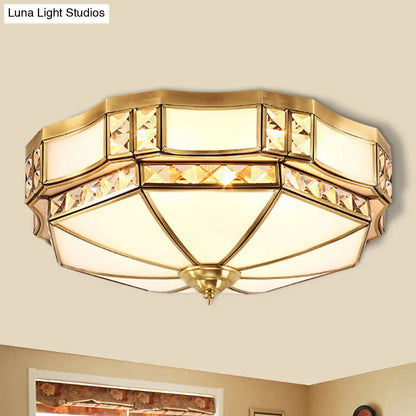 DecorBites™ DecorBites™ Traditional Opal Glass Bowl Ceiling Flush Mount with Gold Finish - Ideal for Bedroom Lighting