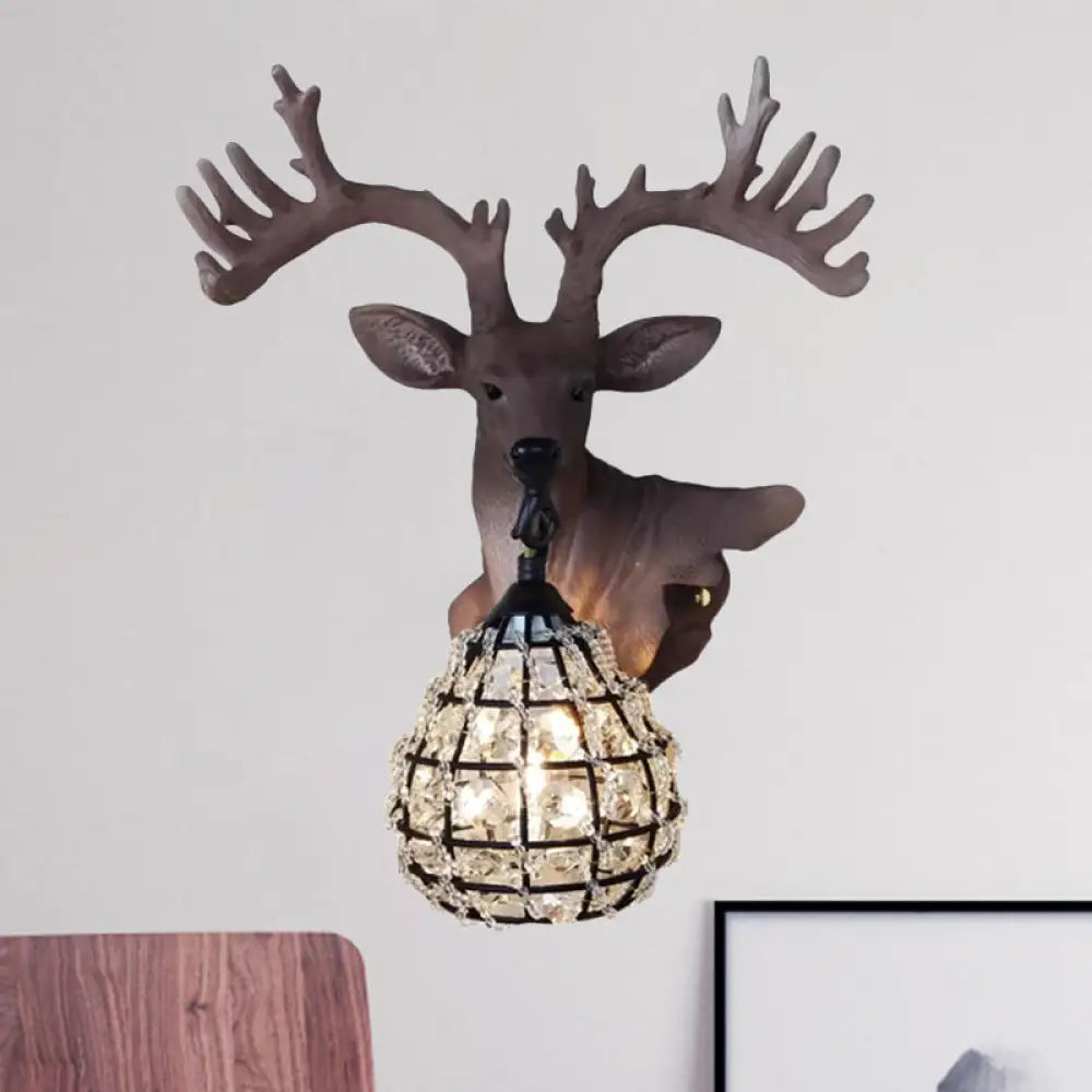 Traditional Resin Elk Wall Sconce - Bedroom Lighting Fixture (1 Light) in Black/Gold, Left/Right