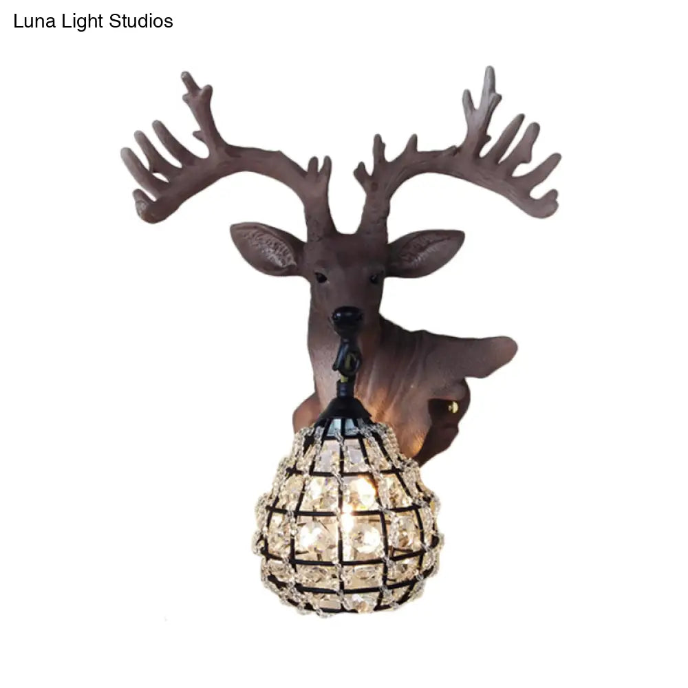 Traditional Resin Elk Wall Sconce - Bedroom Lighting Fixture (1 Light) in Black/Gold, Left/Right