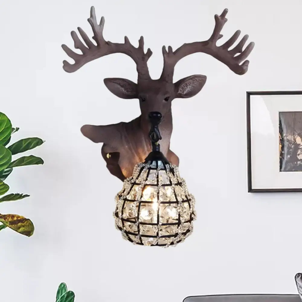 Traditional Resin Elk Wall Sconce - Bedroom Lighting Fixture (1 Light) in Black/Gold, Left/Right