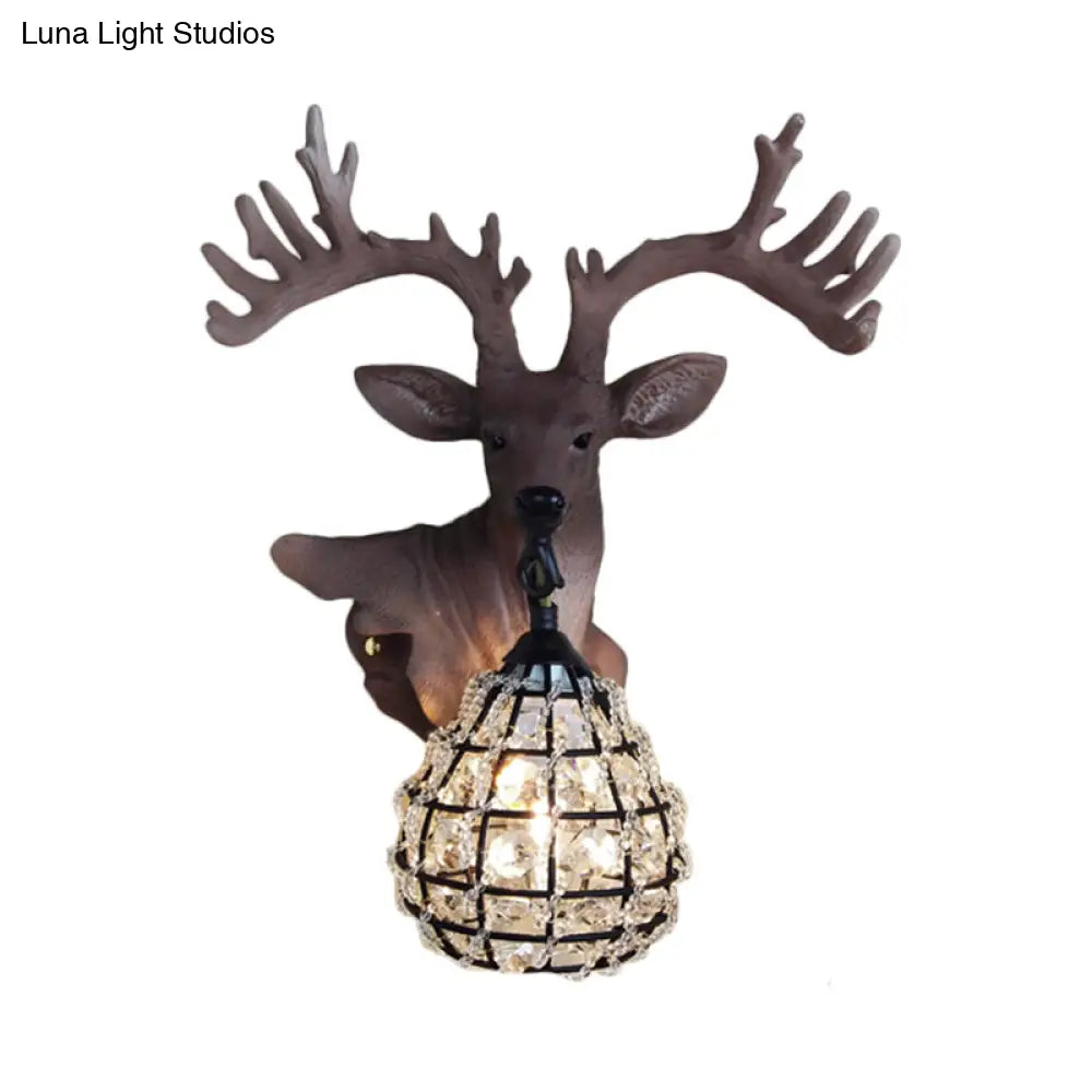 Traditional Resin Elk Wall Sconce - Bedroom Lighting Fixture (1 Light) in Black/Gold, Left/Right