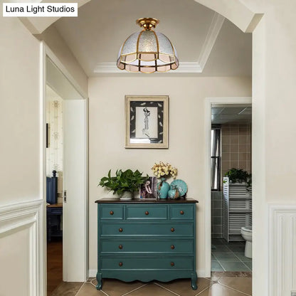 DecorBites™ DecorBites™ Traditional Seedy Glass Foyer Ceiling Light with Scalloped Edge