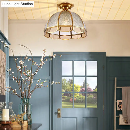 DecorBites™ DecorBites™ Traditional Seedy Glass Foyer Ceiling Light with Scalloped Edge