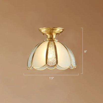DecorBites™ DecorBites™ Traditional Seedy Glass Foyer Ceiling Light with Scalloped Edge