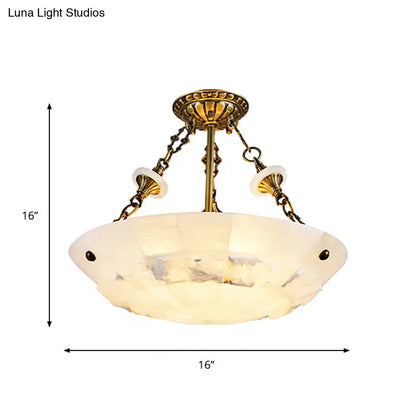 DecorBites™ DecorBites™ Traditional Semi Flush Mount Ceiling Lamp - White Glass Bowl, 3/4-Light, 16"/19.5" Width