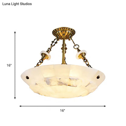 DecorBites™ DecorBites™ Traditional Semi Flush Mount Ceiling Lamp - White Glass Bowl, 3/4-Light, 16"/19.5" Width