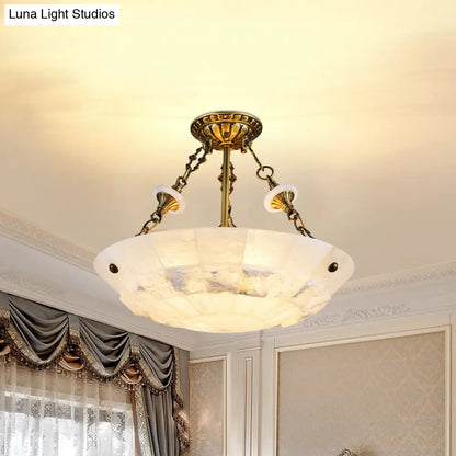 DecorBites™ DecorBites™ Traditional Semi Flush Mount Ceiling Lamp - White Glass Bowl, 3/4-Light, 16"/19.5" Width