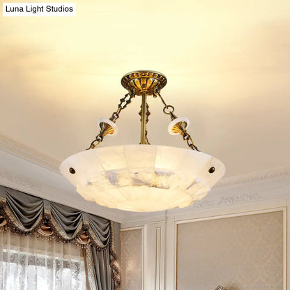 DecorBites™ DecorBites™ Traditional Semi Flush Mount Ceiling Lamp - White Glass Bowl, 3/4-Light, 16"/19.5" Width