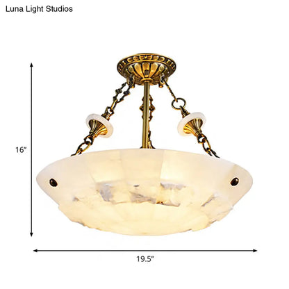 DecorBites™ DecorBites™ Traditional Semi Flush Mount Ceiling Lamp - White Glass Bowl, 3/4-Light, 16"/19.5" Width
