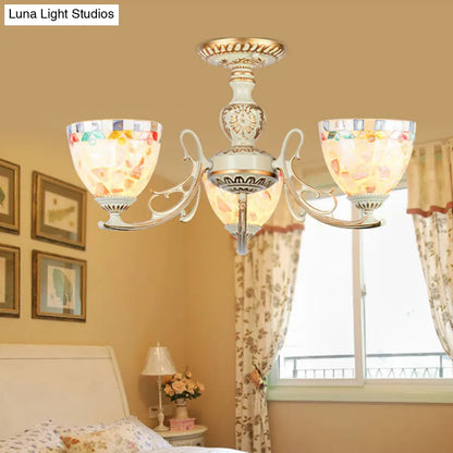 Traditional Shell Chandelier - Beige Bowl Ceiling Light Fixture for Dining Room - 3/5/6 Lights