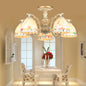 Traditional Shell Chandelier - Beige Bowl Ceiling Light Fixture for Dining Room - 3/5/6 Lights