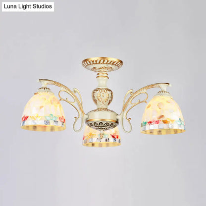 Traditional Shell Chandelier - Beige Bowl Ceiling Light Fixture for Dining Room - 3/5/6 Lights