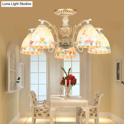 Traditional Shell Chandelier - Beige Bowl Ceiling Light Fixture for Dining Room - 3/5/6 Lights