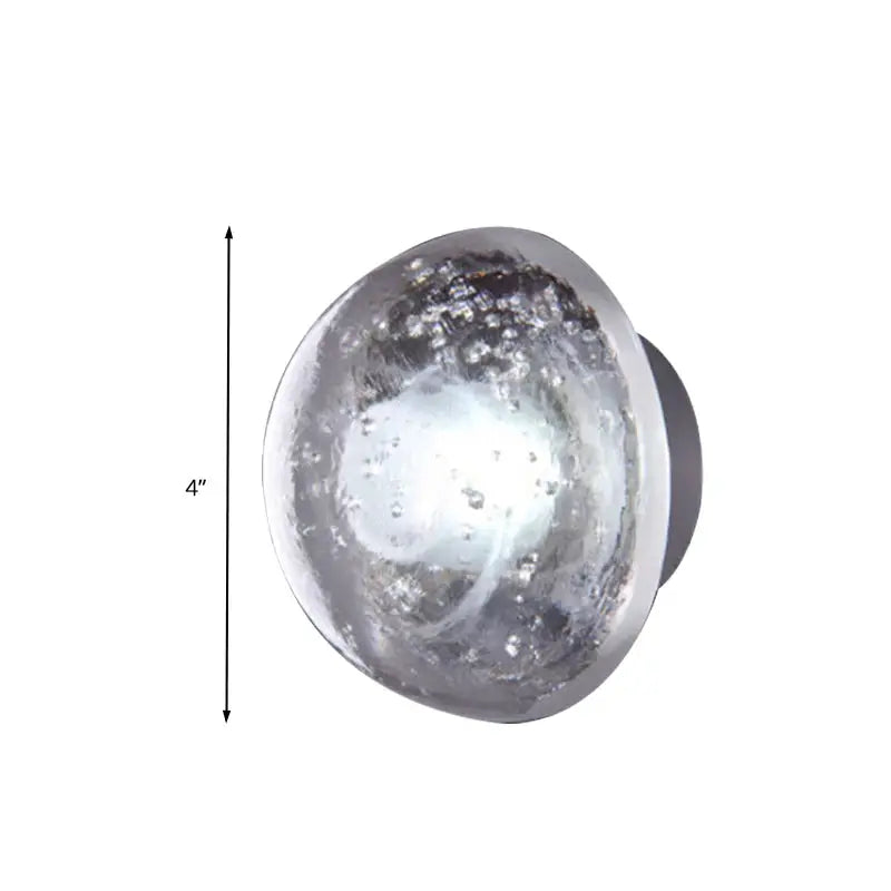 Traditional silver clear crystal bubble wall light bedroom sconce with a 4 inches wide clear glass knob and metallic accents