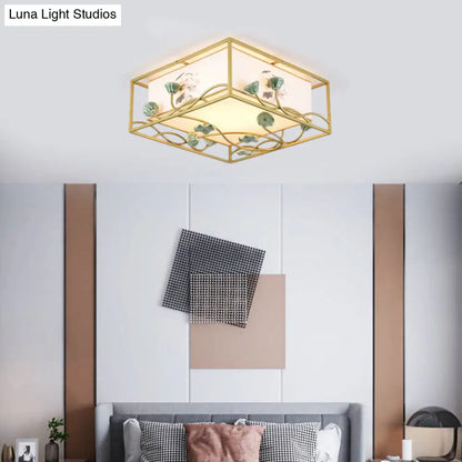 DecorBites™ DecorBites™ Traditional Square Fabric Flush Mount Lighting - 19.5"/23.5" Wide, 5 Lights - Bedroom Ceiling Fixture in White