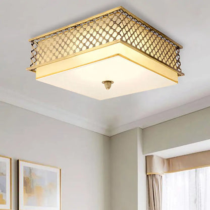DecorBites™ DecorBites™ Traditional Square Metal Flushmount Lighting in Brass for Bedroom - 5 Lights, 16"/19.5" Wide