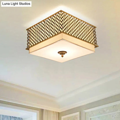 DecorBites™ DecorBites™ Traditional Square Metal Flushmount Lighting in Brass for Bedroom - 5 Lights, 16"/19.5" Wide