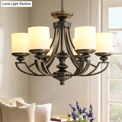 Lámpara de techo colgante tradicional con forma de estrella - Lámpara de techo de metal negro con pantalla de cristal esmerilado - Perfecta para el salón - 3/6 luces