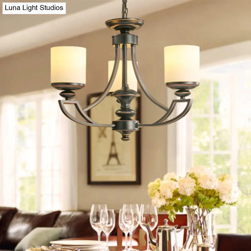 Lámpara de techo colgante tradicional con forma de estrella - Lámpara de techo de metal negro con pantalla de cristal esmerilado - Perfecta para el salón - 3/6 luces