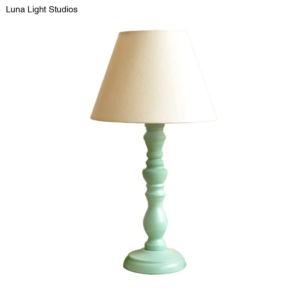 Traditional Style 1-Light Barrel Desk Lamp in White/Blue/Purple with Red Fabric Shade - Ideal Task Lighting for Bedroom