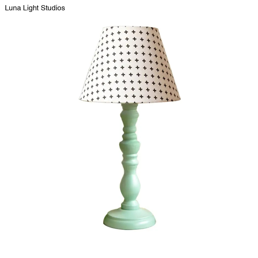 Traditional Style 1-Light Barrel Desk Lamp in White/Blue/Purple with Red Fabric Shade - Ideal Task Lighting for Bedroom
