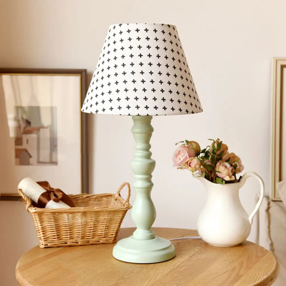 Traditional Style 1-Light Barrel Desk Lamp in White/Blue/Purple with Red Fabric Shade - Ideal Task Lighting for Bedroom