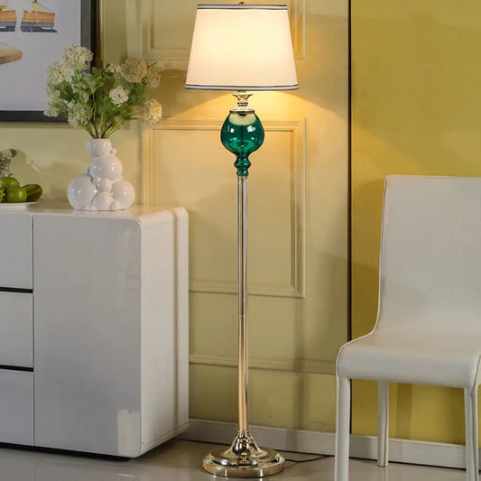 Traditional Style Conical Shade Floor Lamp with Fabric Shade