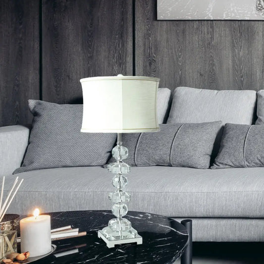 Traditional Style Crystal White Nightstand Lamp for Living Room