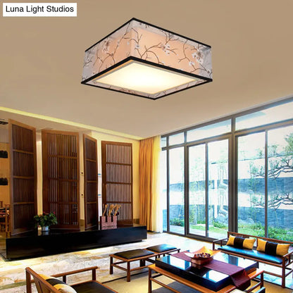 DecorBites™ DecorBites™ Traditional Style Fabric Square Flush Light - 4/5 Lights Ceiling Flush Mount in White - Various Sizes