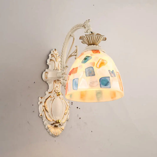 Traditional Tiffany Glass Wall Lamp with Bell Shade - Perfect for Corridor Lighting