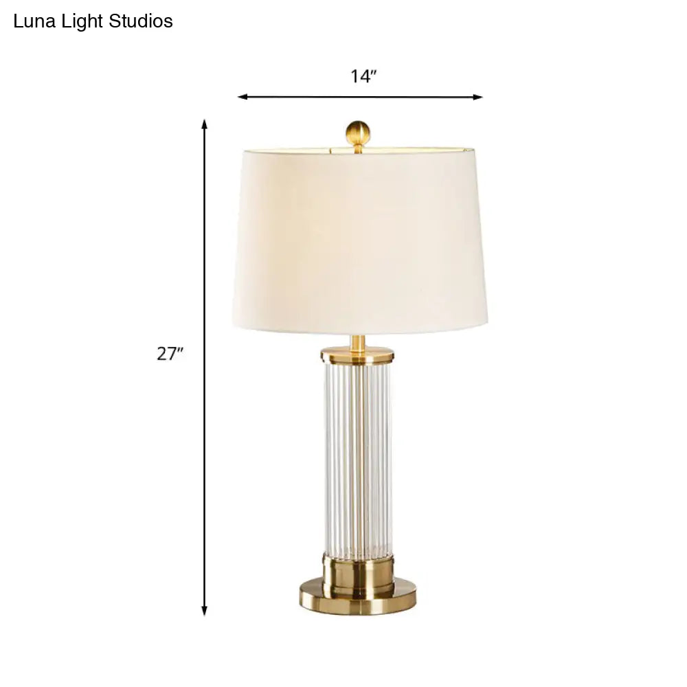Traditional White Fabric Drum Task Lamp, Perfect for Bedroom Reading, 14"/15" Wide"