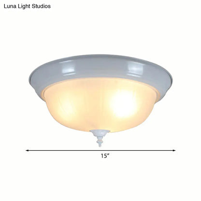 DecorBites™ DecorBites™ Traditional White Glass Bowl Flush Mount Lamp for Living Room, 13"/15" Wide