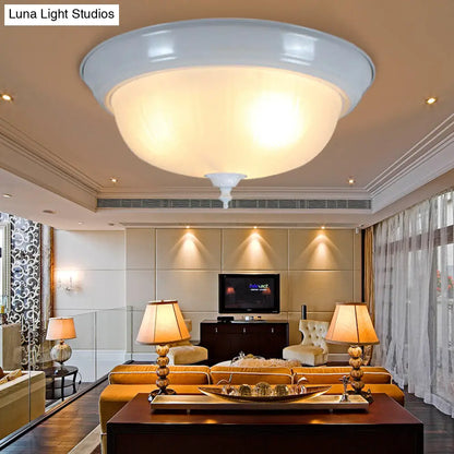 DecorBites™ DecorBites™ Traditional White Glass Bowl Flush Mount Lamp for Living Room, 13"/15" Wide