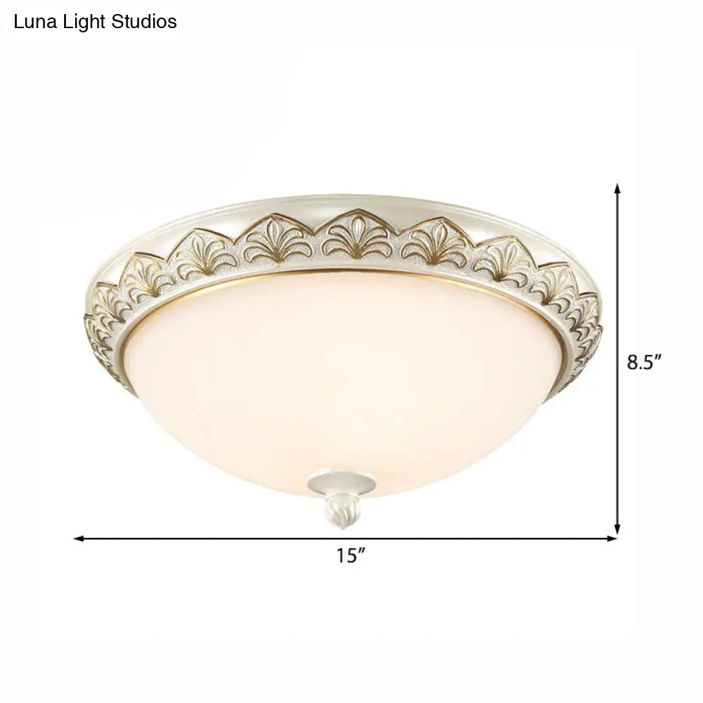Traditional White Glass Ceiling Mounted Flush Mount Lamp for Bedroom