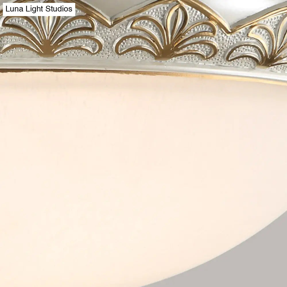 Traditional White Glass Ceiling Mounted Flush Mount Lamp for Bedroom