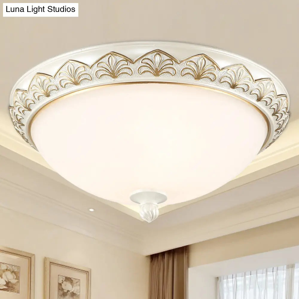 Traditional White Glass Ceiling Mounted Flush Mount Lamp for Bedroom