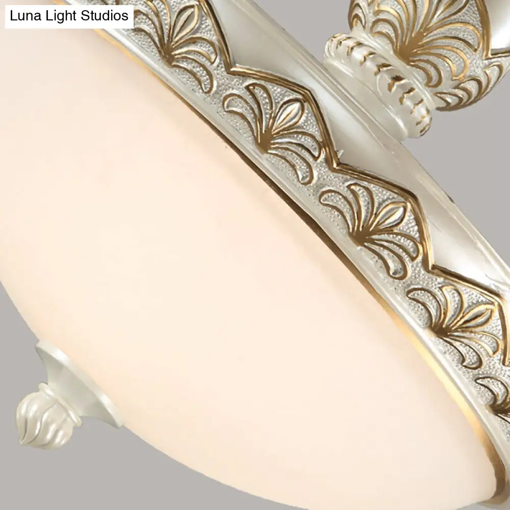 Traditional White Glass Ceiling Mounted Flush Mount Lamp for Bedroom