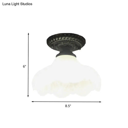 DecorBites™ DecorBites™ Traditional White Glass Ceiling Mounted Flush Mount Lamp for Corridor