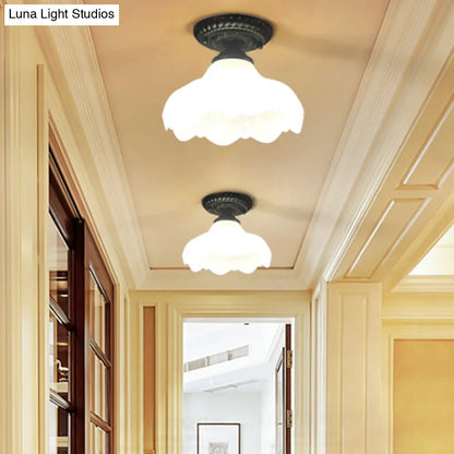 DecorBites™ DecorBites™ Traditional White Glass Ceiling Mounted Flush Mount Lamp for Corridor