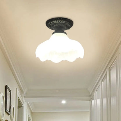 DecorBites™ DecorBites™ Traditional White Glass Ceiling Mounted Flush Mount Lamp for Corridor