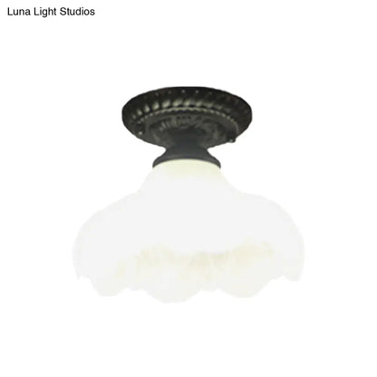 DecorBites™ DecorBites™ Traditional White Glass Ceiling Mounted Flush Mount Lamp for Corridor