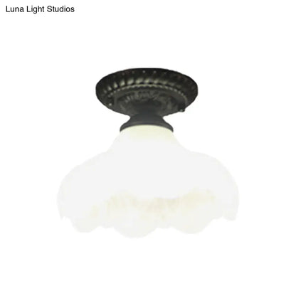 DecorBites™ DecorBites™ Traditional White Glass Ceiling Mounted Flush Mount Lamp for Corridor