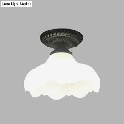DecorBites™ DecorBites™ Traditional White Glass Ceiling Mounted Flush Mount Lamp for Corridor